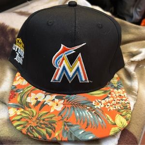 Miami Marlins and Corona Beer Throwback Logo BDA Velcro Cap
